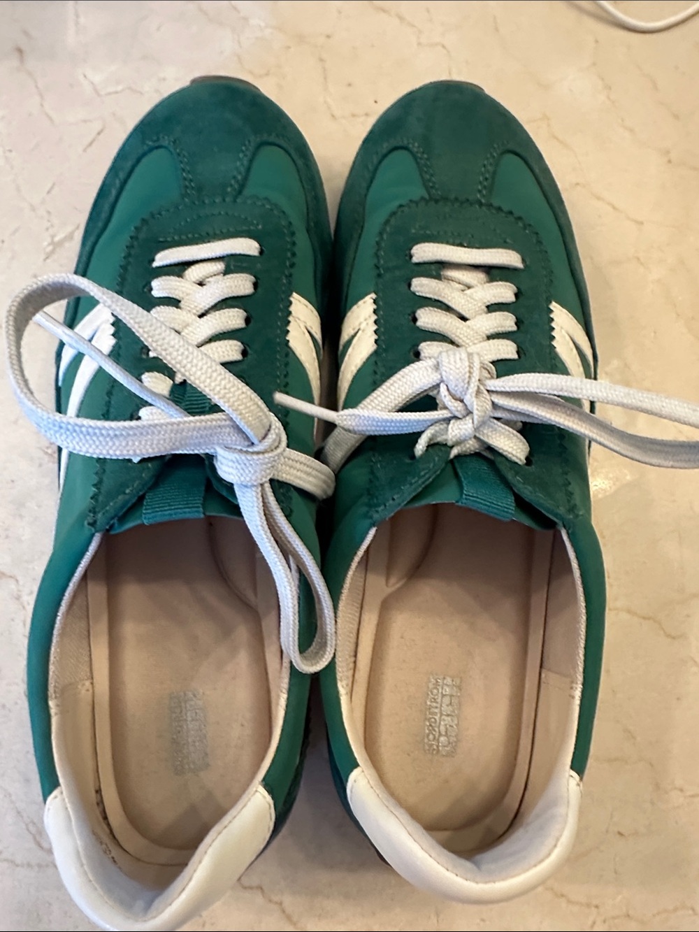 Women's Emerald Green Casual Sneakers with White Accents